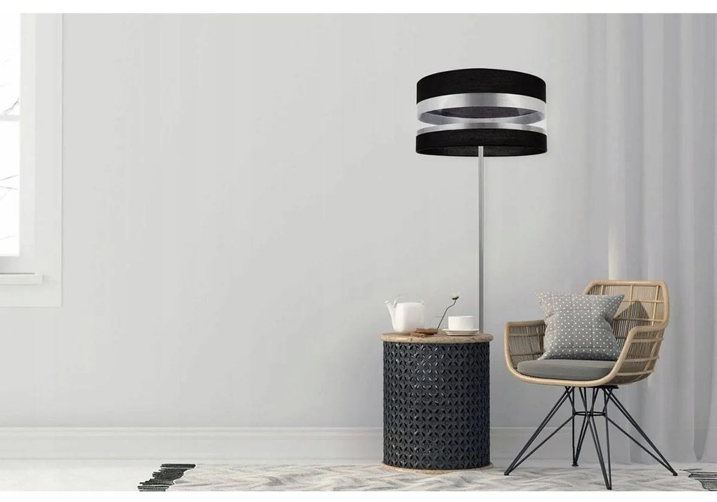 Stojacia lampa Intense Chrome, 1x textilné tienidlo (výber zo 6 farieb), (výber z 3 farieb konštrukcie), (fi 40cm), o