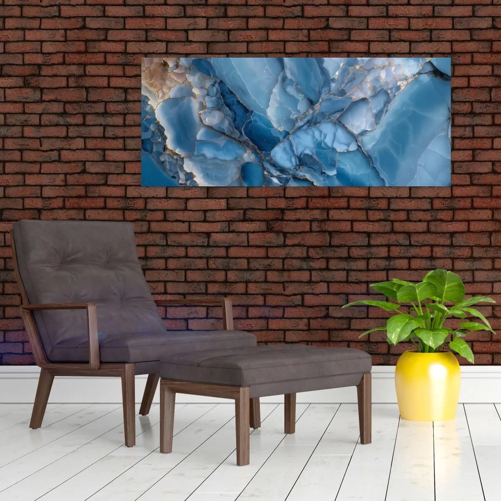 Obraz - Modrý členitý mramor (120x50 cm)