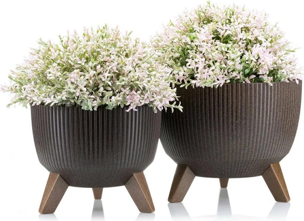 PLASTOVÝ KVETINÁČ ROSA LINEA ECO SADA 2KS 15X24,3 CM+18,3X29,2 CM HNEDÁ