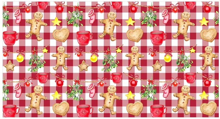 Červený kuchynský behoun Crido Consulting Gingerbread & Lights, dĺžka 100 cm