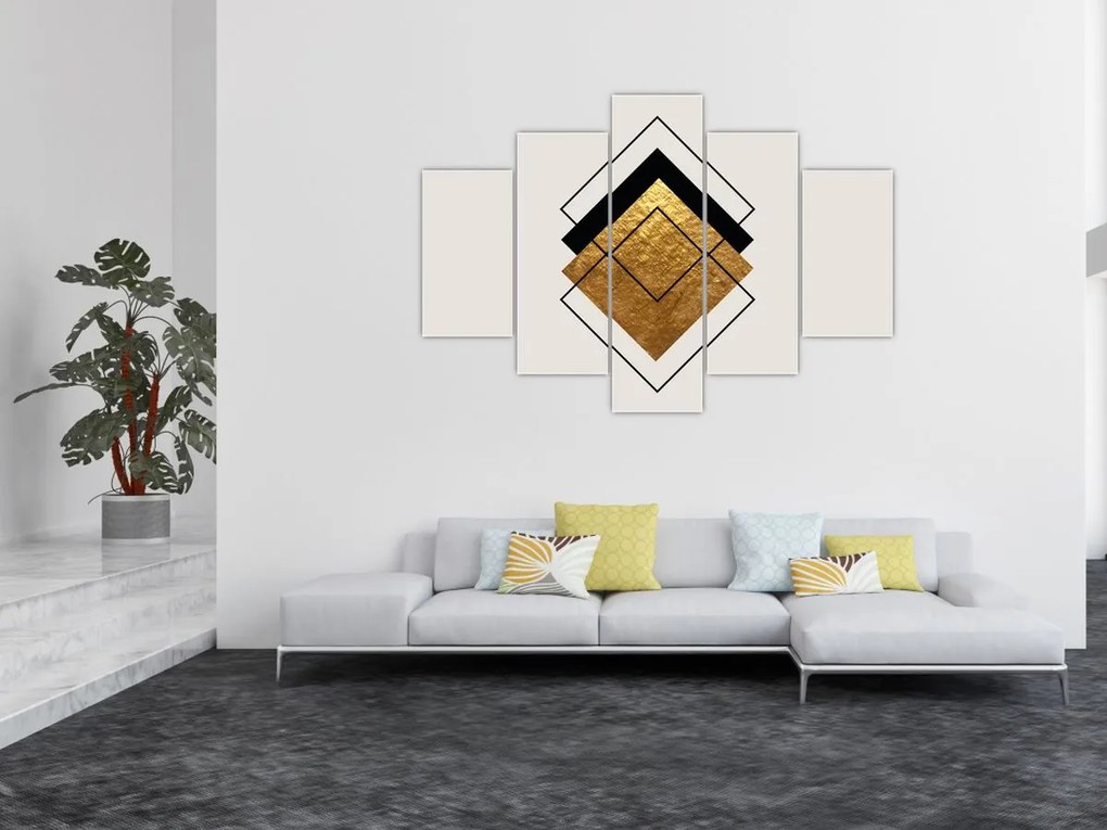 Obraz - Abstrakcia zlatá a biela N⁰1 (150x105 cm)