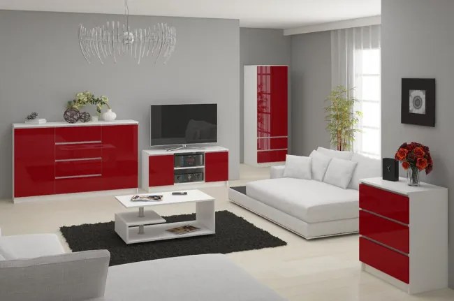 Skriňa STAR S 60 cm 2D 2SZ biela / červená, lesk