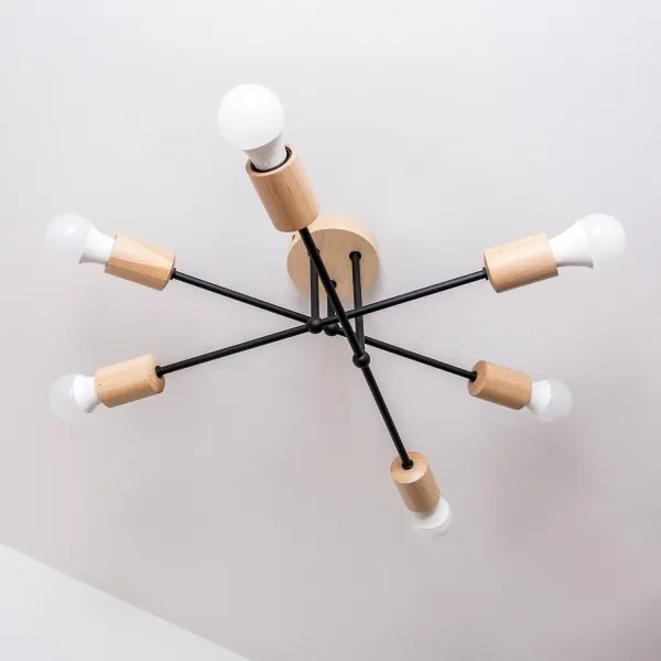 Prisadený luster CAMBRIDGE 6xE27/15W/230V borovica