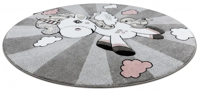 Okrúhly koberec PETIT JEDNOROŽEC, sivý