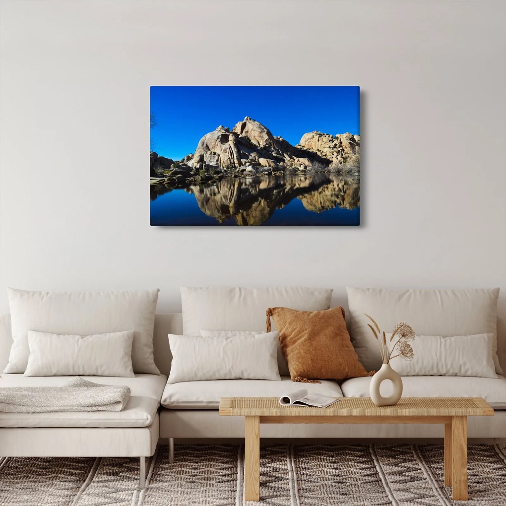 Obraz zrkadlenie skál (90x60 cm)