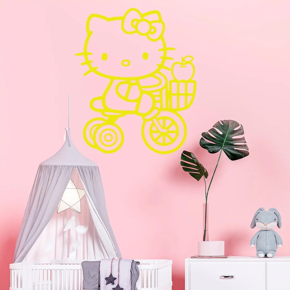 Veselá Stena Samolepka Mačička Hello Kitty Farba: černá, Veľkosť: 100 x 83 cm