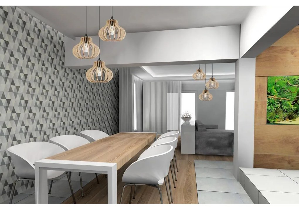 Závesné svietidlo Timber 3, 3x drevené tienidlo, o