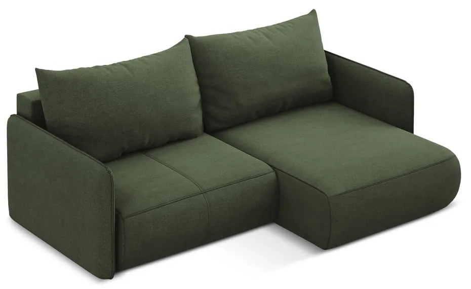 Zelená rozkladacia/s úložným priestorom rohová pohovka (pravý roh) Nanea – Makamii