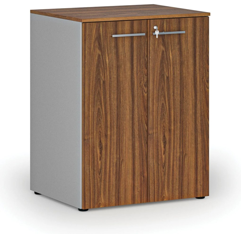 Kancelárska skriňa s dverami PRIMO GRAY, 2 police, 800 x 640 x 1027 mm, sivá/orech