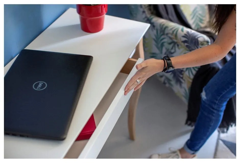 Biely písací stôl Ragaba Lillo, dĺžka 65 cm