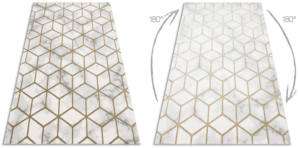 Koberec EMERALD exkluzívny 1014 glamour, kocky krémovo / zlatý