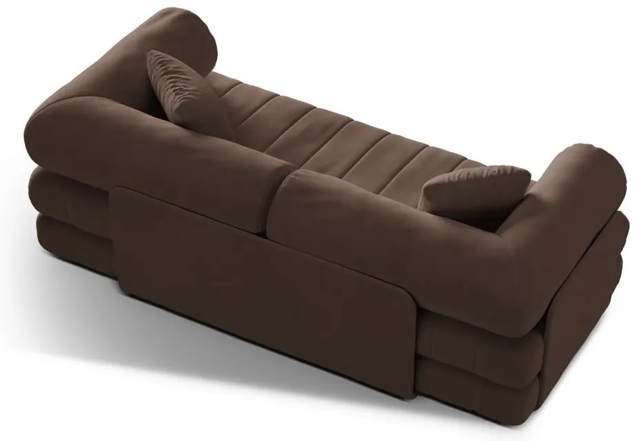 Hnedá zamatová rozkladacia pohovka 206 cm Kemi – Cosmopolitan Design