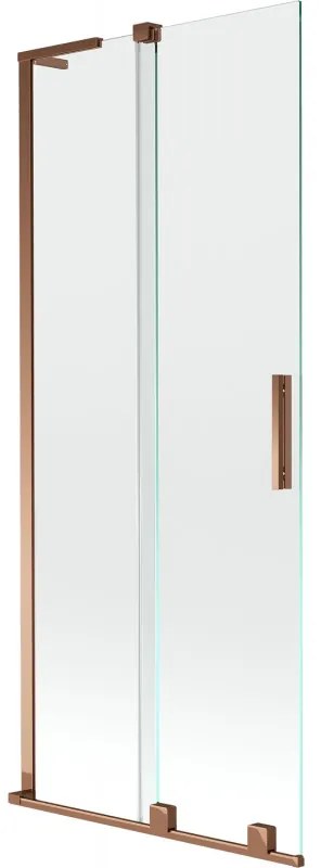 Mexen Velar L, 2-krídlová posuvná vaňová zástena 80 x 150 cm, 8mm číre sklo, ružové zlato, 896-080-003-01-60