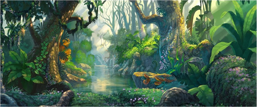Obraz - Ilustrácia tropického lesa (120x50 cm)