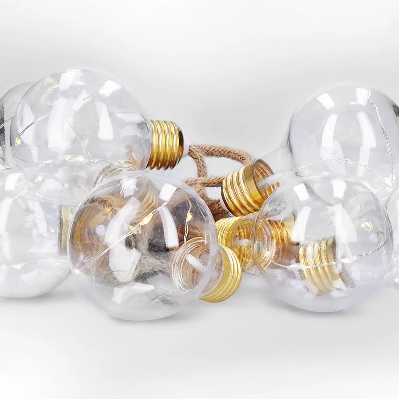 SOLIGHT LED dekoratívne žiarovky na prírodnom povraze, 10x žiarovka, 30LED, 180cm, časovač 3x AA