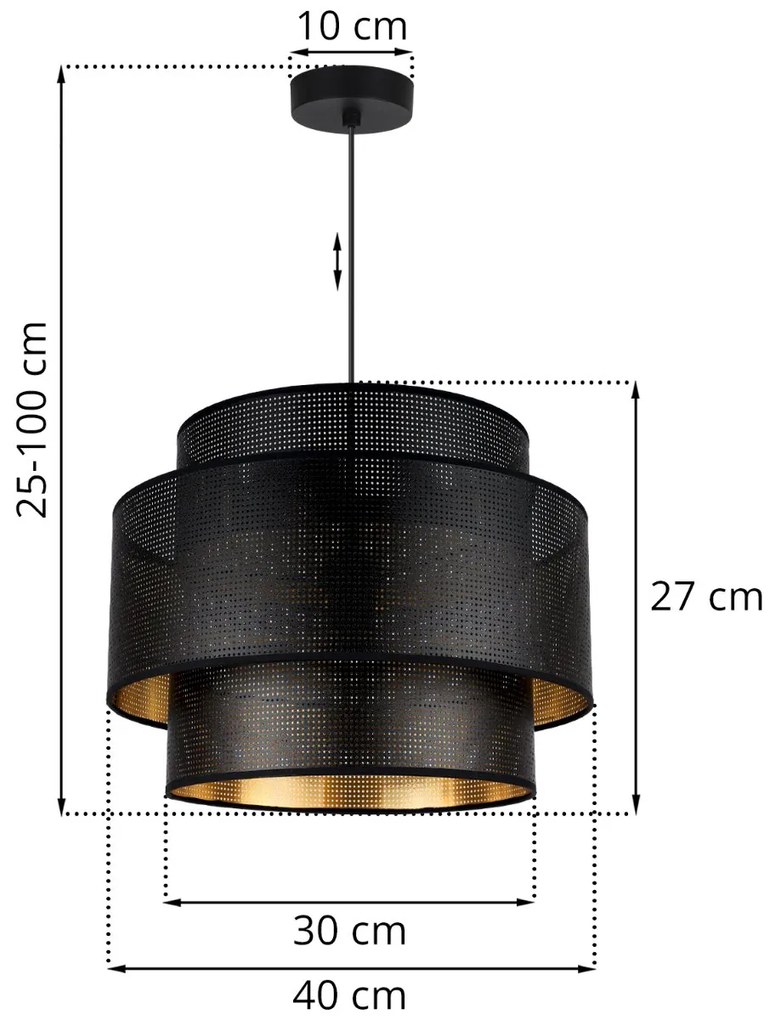 Závesné svietidlo Asti, 1x čierne PVC tienidlo, (fi 40cm), g
