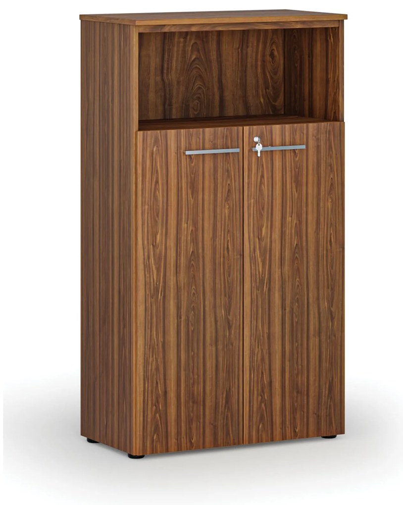 Kombinovaná kancelárska skriňa PRIMO WOOD, dvere na 3 poschodia, 800 x 420 x 1434 mm, orech