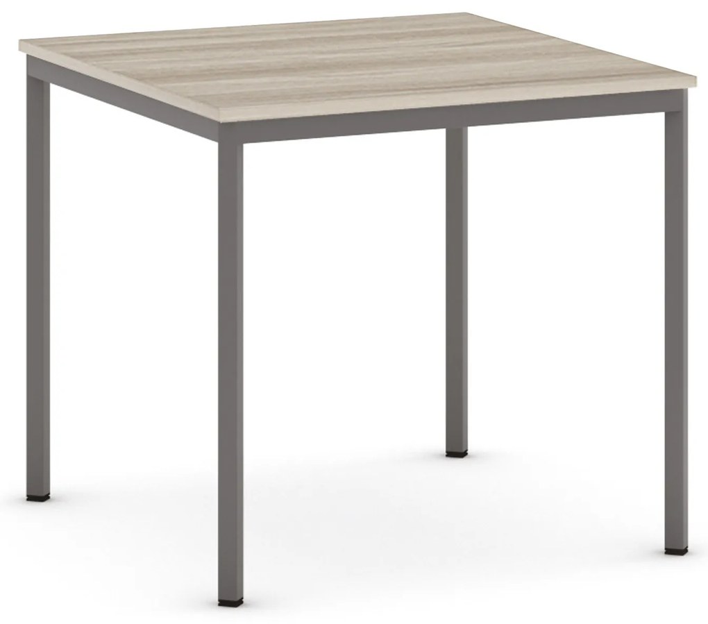 Jedálenský stôl, 800 x 800 mm, tmavo sivá podnož, dub prírodný
