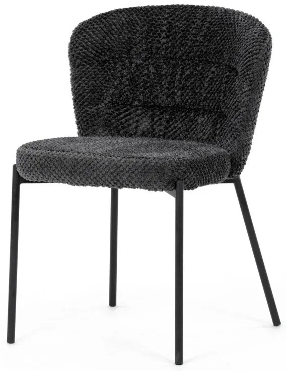Židle jídelní, šedá látka, černé kovové nohy.
