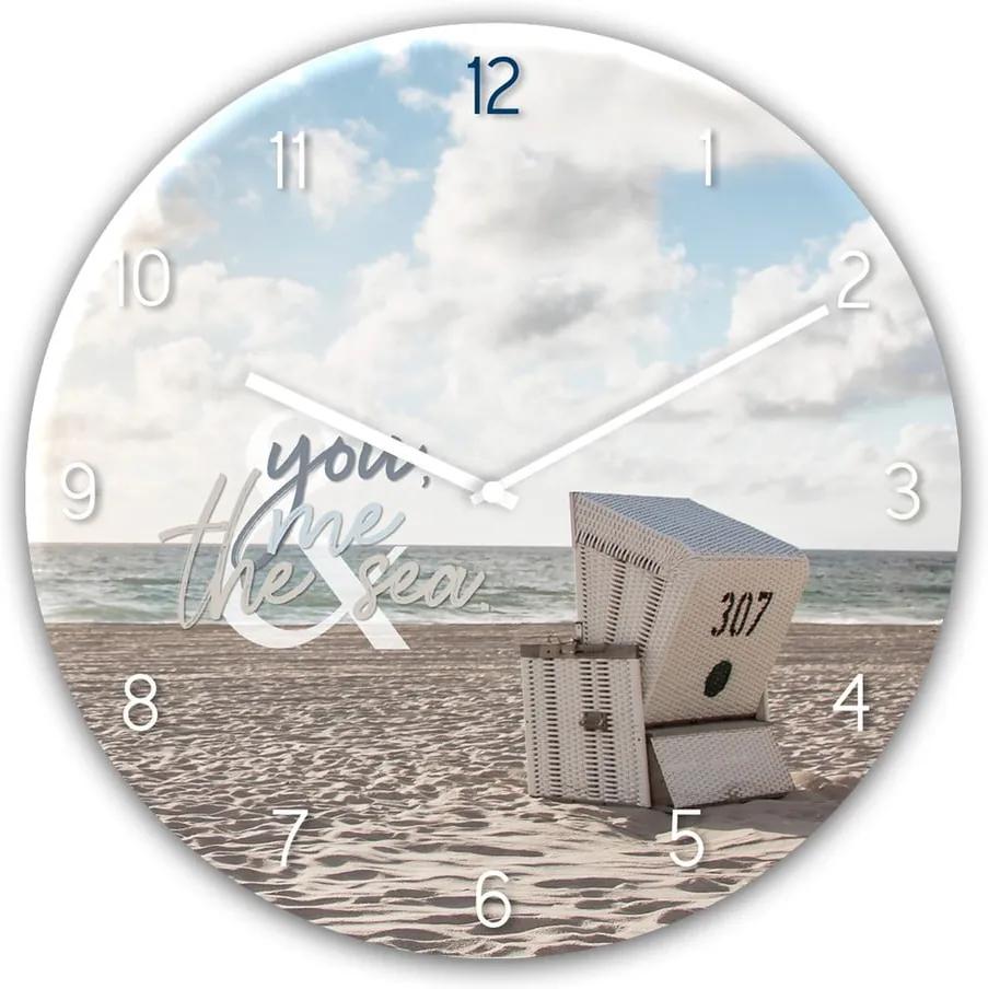 Sklenené nástenné hodiny Styler The Se, ø 30 cm