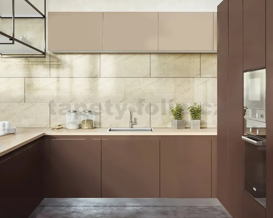 Samolepiace PVC 3D panely LVT01, cena za kus, rozmer 60 x 30 cm, mramor béžový lesklý, IMPOL TRADE