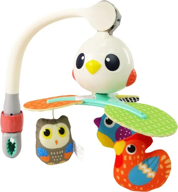 LEAN Toys Detský kolotoč nad postieľku a kočík farebné vtáky s melódiou