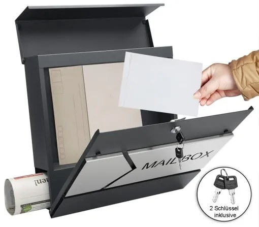 InternetovaZahrada - Poštová schránka 37x11x36,5 cm - antracit