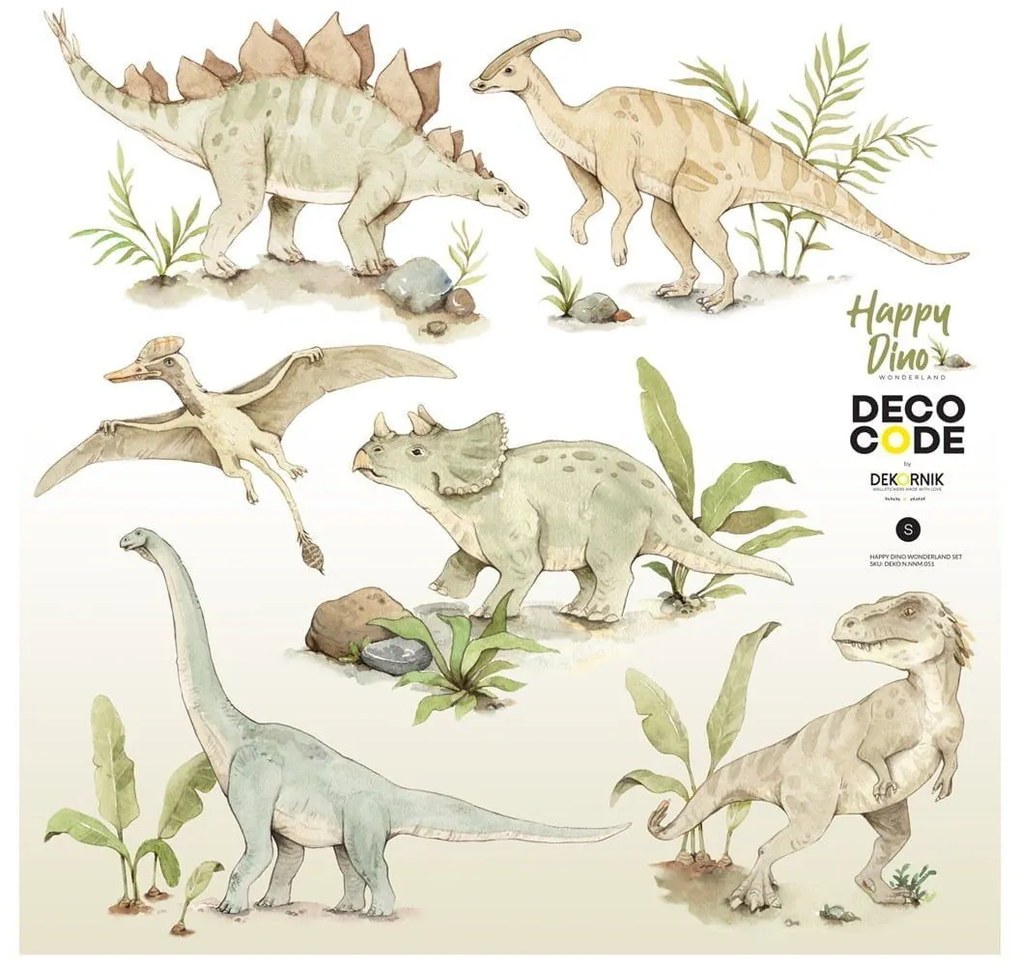 Samolepka do dětského pokoje šťastná říše divů dino - S