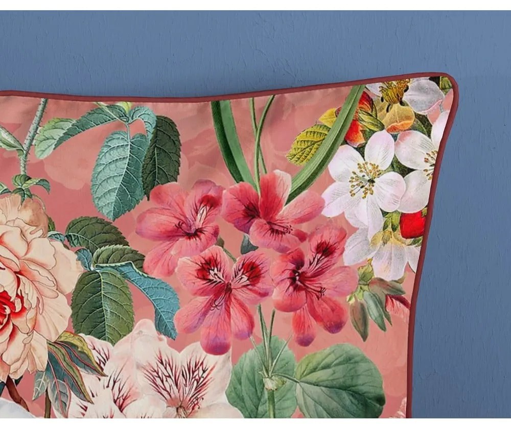 Oranžové obliečky na jednolôžko z organickej bavlny Descanso Flowery, 140 x 220 cm