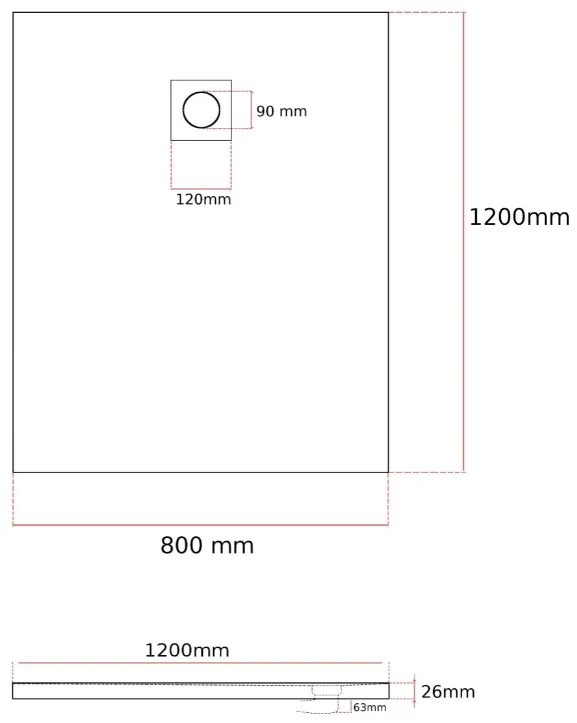 Erga Oldaf, SMC obdĺžniková sprchová vanička 120 x 80 cm, čierna matná, ERG-GMA-OL-80120BK