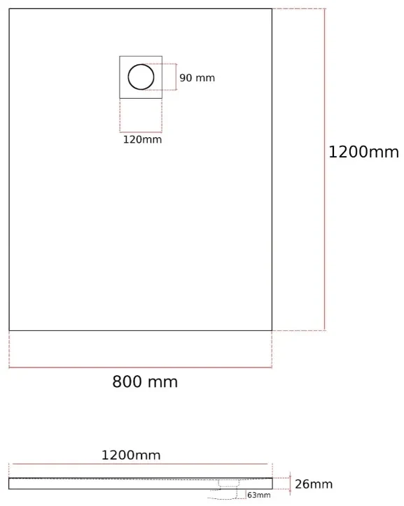 Erga Oldaf, SMC obdĺžniková sprchová vanička 120 x 80 cm, čierna matná, ERG-GMA-OL-80120BK