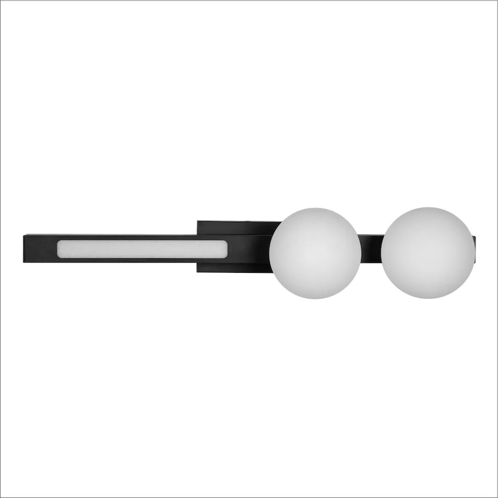 Nástenné svietidlo Magnet2, 2x biele sklenené tienidlo + 1x LED 13W, b