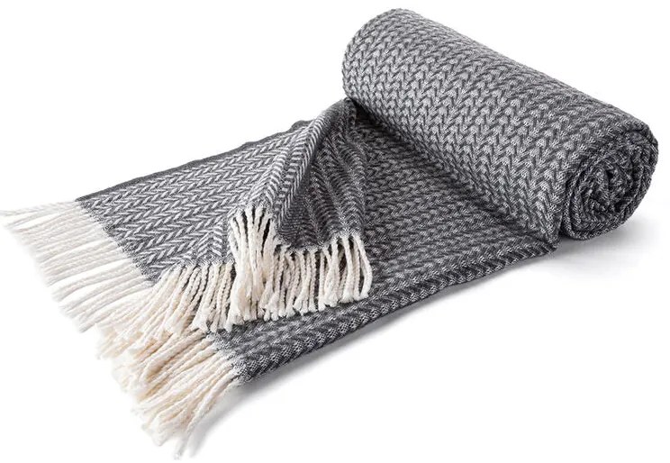 Pléd so strapcami LADA tmavo šedý 150 x 200 cm