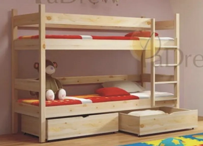 FA Najlacnejšia poschodová posteľ Paulína 200x90 Variant bariéra: Bez bariéry, Variant úložný box: S úložnými boxami (+60 Eur)