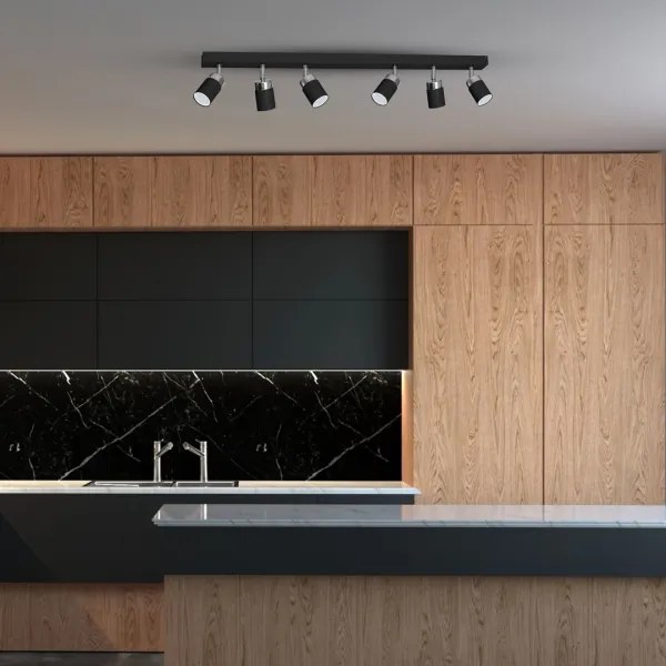 Bodové svietidlo JOKER 6xGU10/25W/230V čierne/lesklý chróm