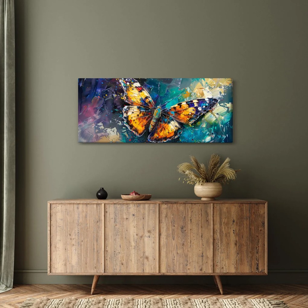 Obraz - Motýľ, olejomaľba (120x50 cm)