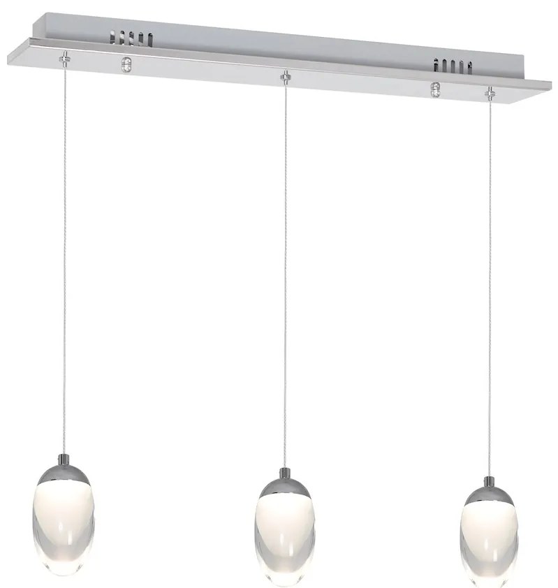 Závesné svietidlo Ovo, 3x akrylové tienidlo, ch