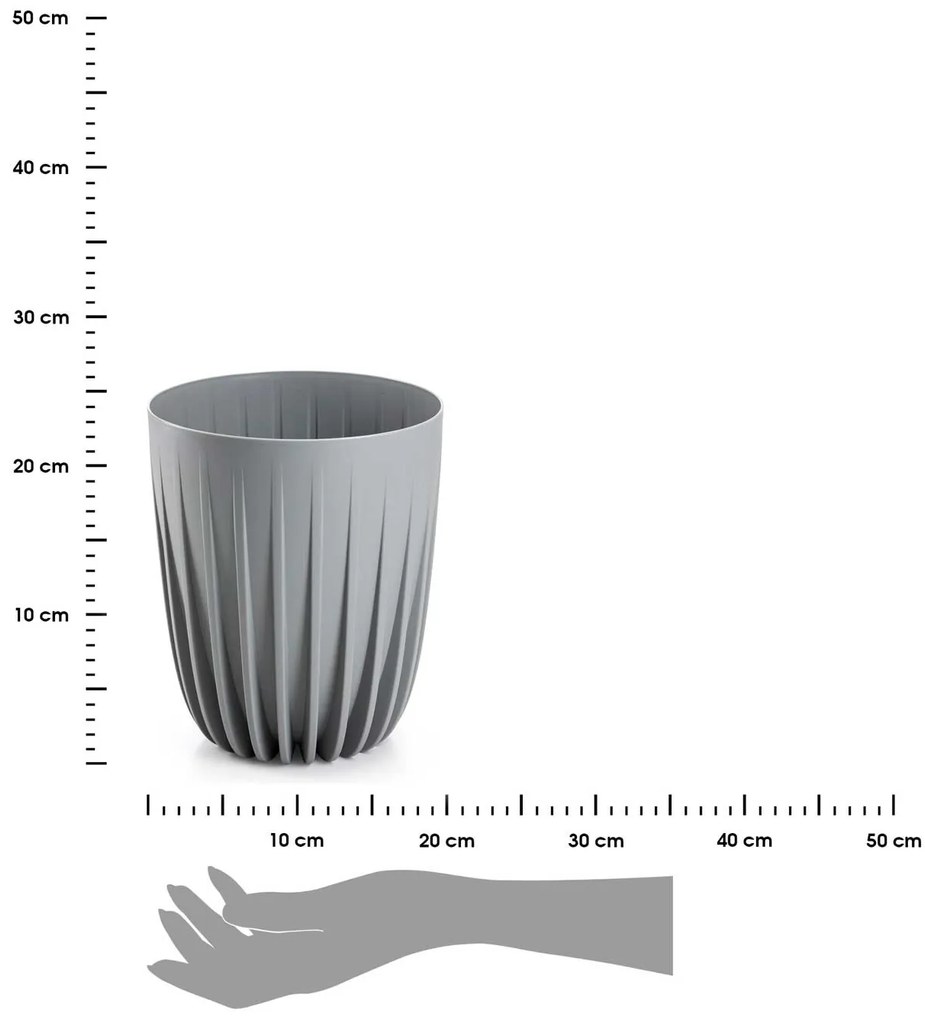PLASTOVÝ KVETINÁČ STRIPPED 19X22,5 CM SIVÁ