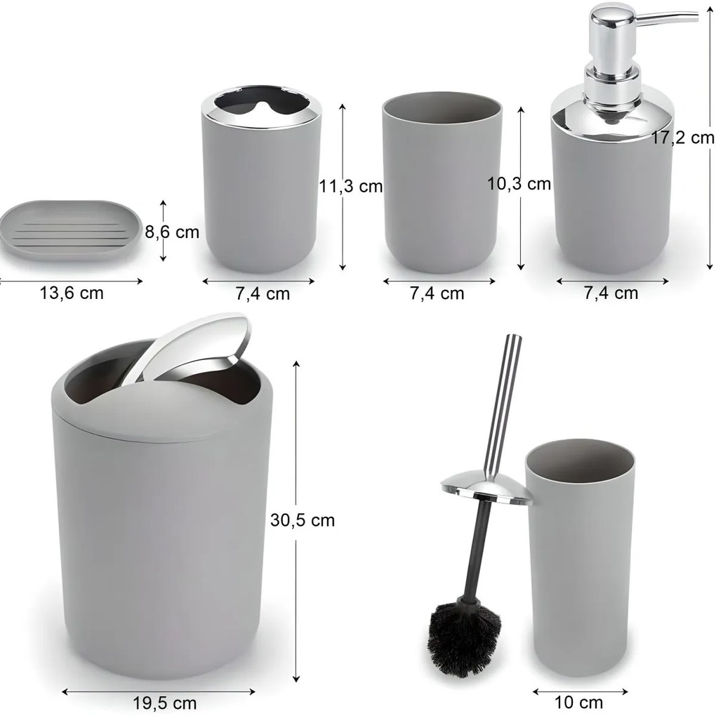 Súprava kúpeľňových doplnkov FLORES sivá