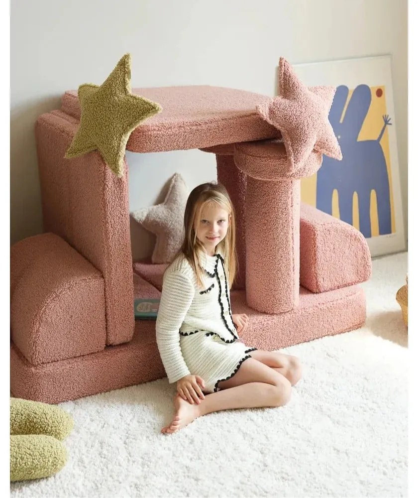 Ružový detský pohovkový vankúš z textílie buklé Star – Wigiwama