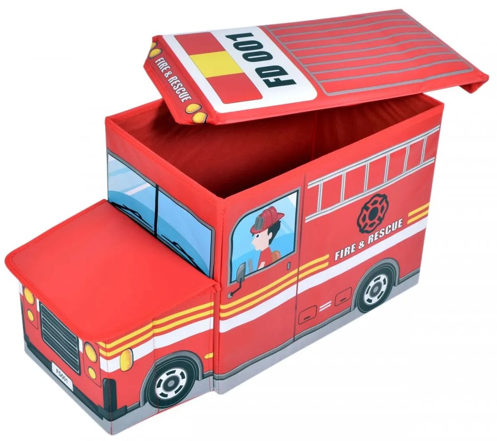 Dětský skládací úložný box Bus červený