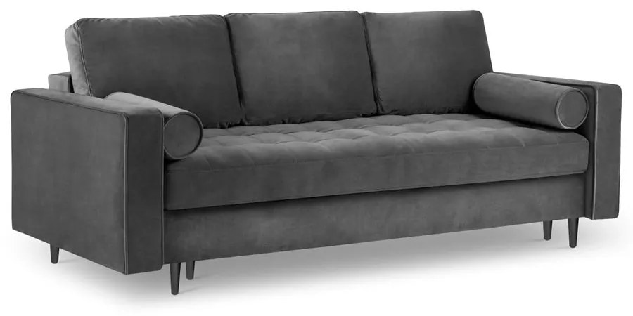 Tmavosivá zamatová rozkladacia pohovka Milo Casa Santo