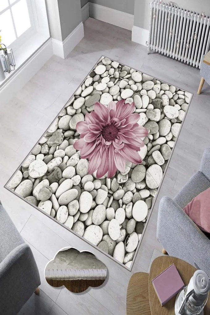 Koberec Bloom 60x100 cm šedý/ružový