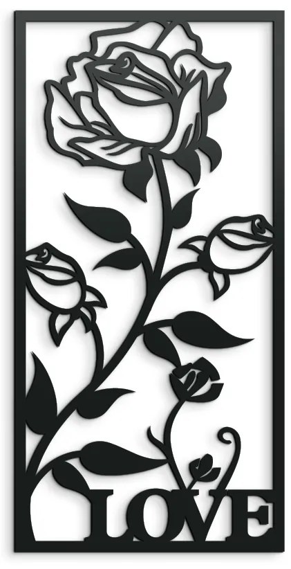 drevko Drevený obraz na stenu Ruža z lásky Rozmer obrazu: 44,5 x 22 cm, Farba dekorácie: Čierna