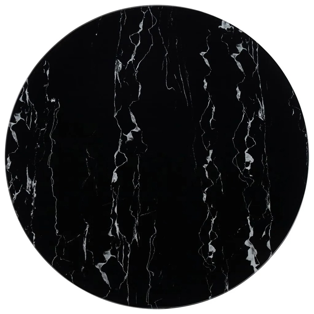 vidaXL Stolová doska, čierna Ø90 cm, sklo s mramorovou textúrou