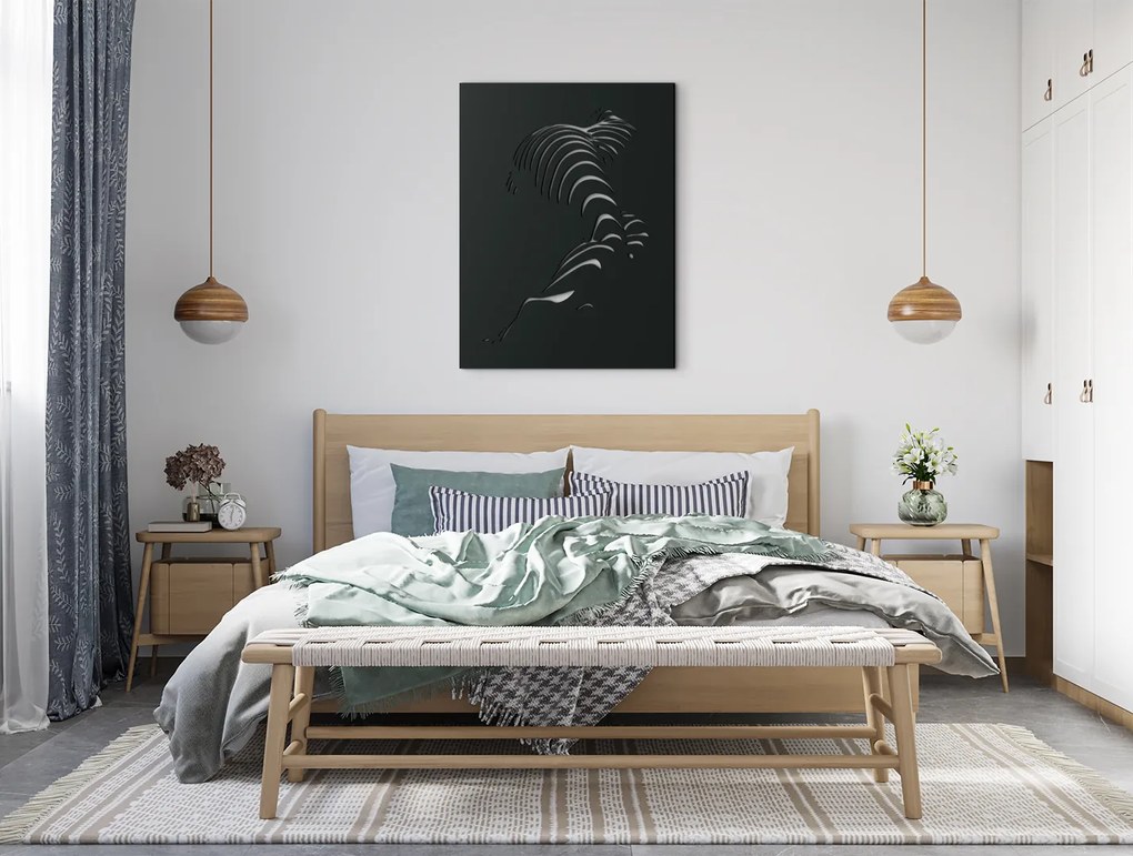 drevko Abstraktný obraz na stenu Pruhy Rozmer obrazu: 43 x 32,5 cm, Farba dekorácie: Čierna