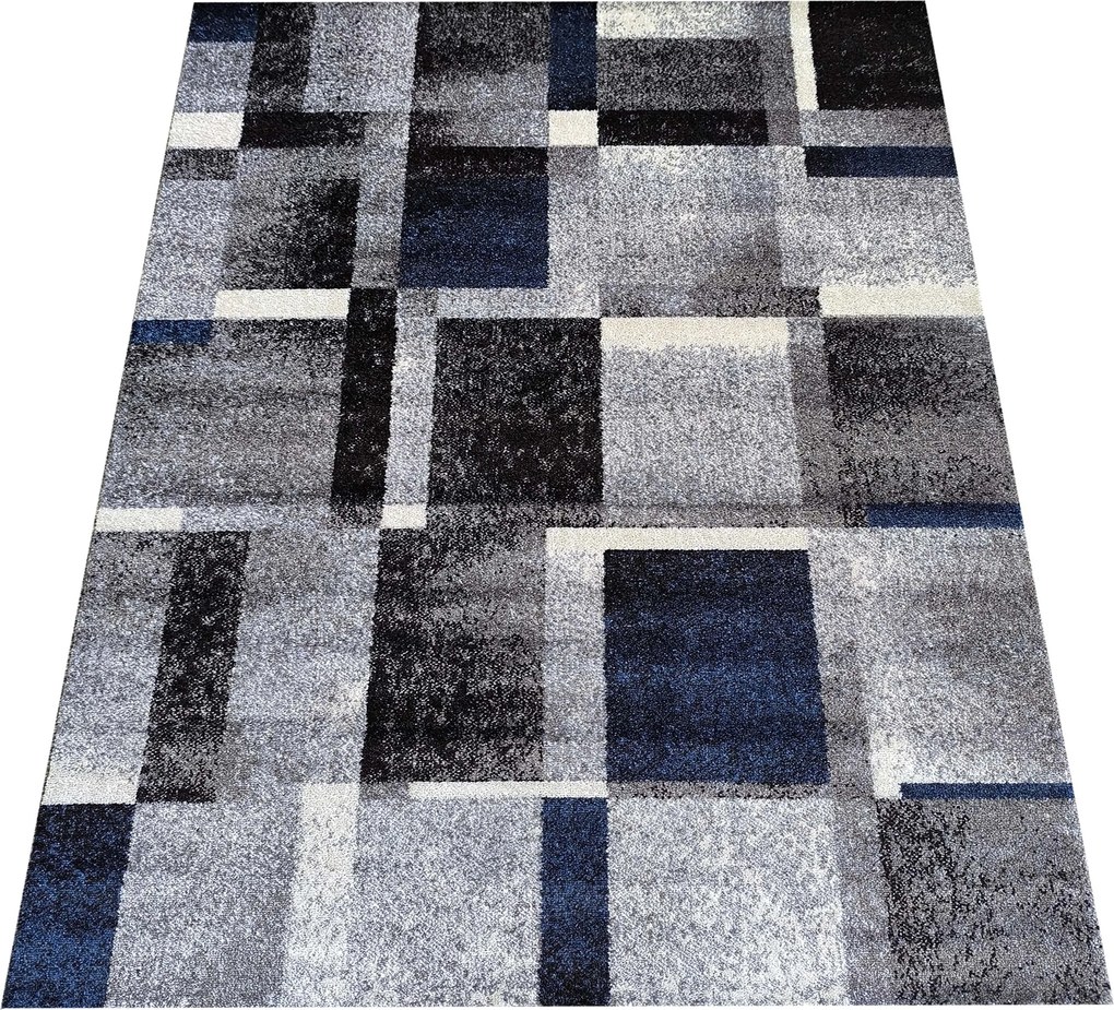 DY Sivo-modrý koberec s geometrickým vzorom Otto 09 Rozmer: 80x150 cm