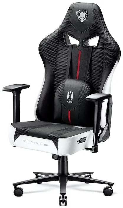 Látkové herné kreslo Diablo X-Player 2.0 Normal Size: bielo-čierne Diablochairs
