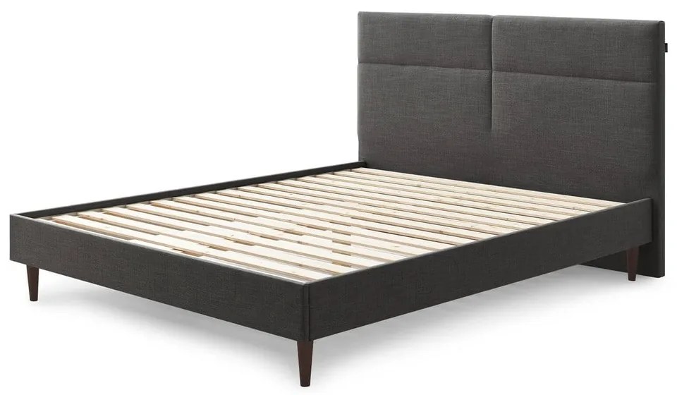 Čierna dvojlôžková posteľ Bobochic Paris Elyna Dark, 180 x 200 cm