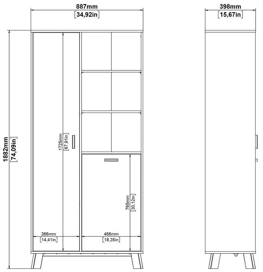 Biela/v prírodnej farbe knižnica v dekore duba 89x188x40 cm Ikast – Tvilum